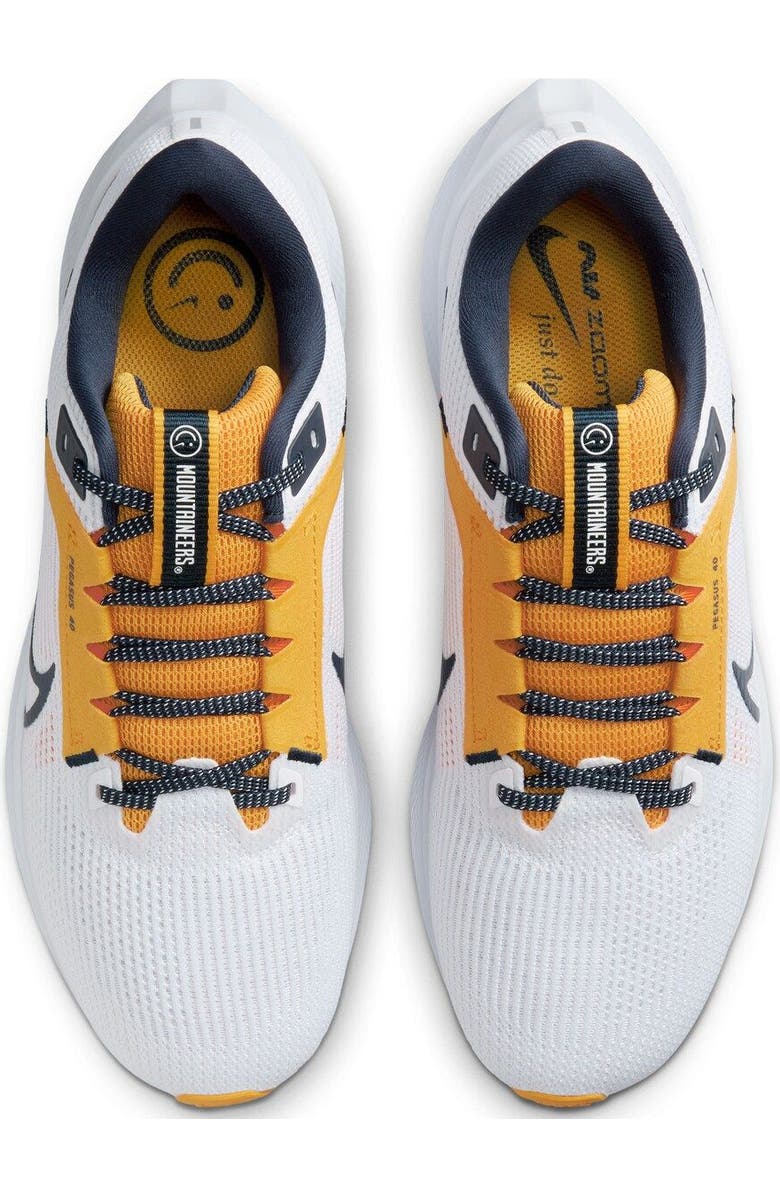 Nike Unisex Nike White West Virginia Mountaineers Zoom Pegasus 40 Running Shoe, Alternate, color, White