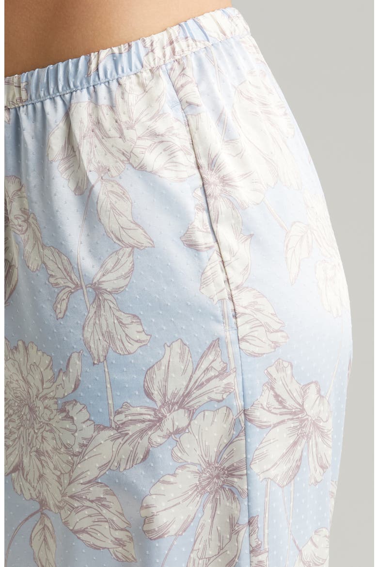 Dobby Satin Pajamas, Alternate, color, BLUE FEATHER HENRIETTE FLORAL