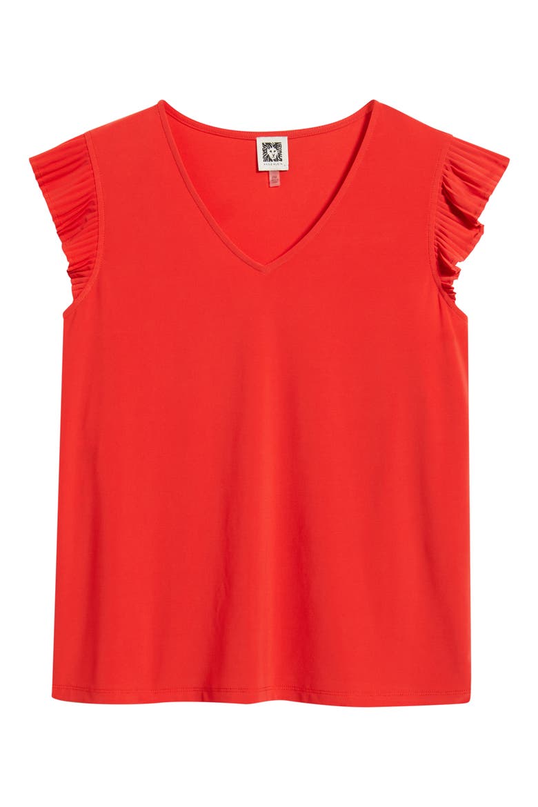 Pleated Sleeve Top, Alternate, color, BEGONIA RED