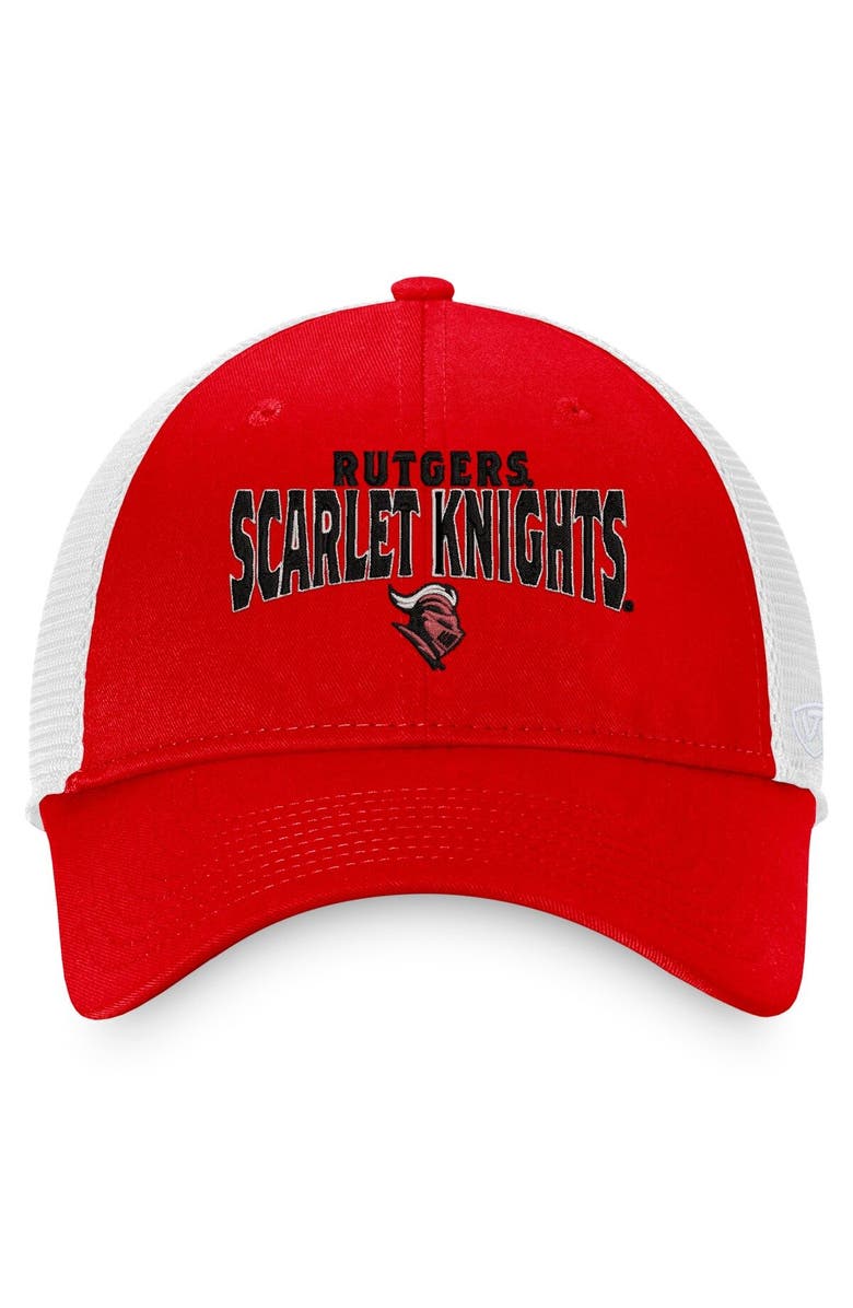 TOP OF THE WORLD Men's Top of the World Scarlet/White Rutgers Scarlet Knights Breakout Trucker Snapback Hat, Alternate, color, Scarlet