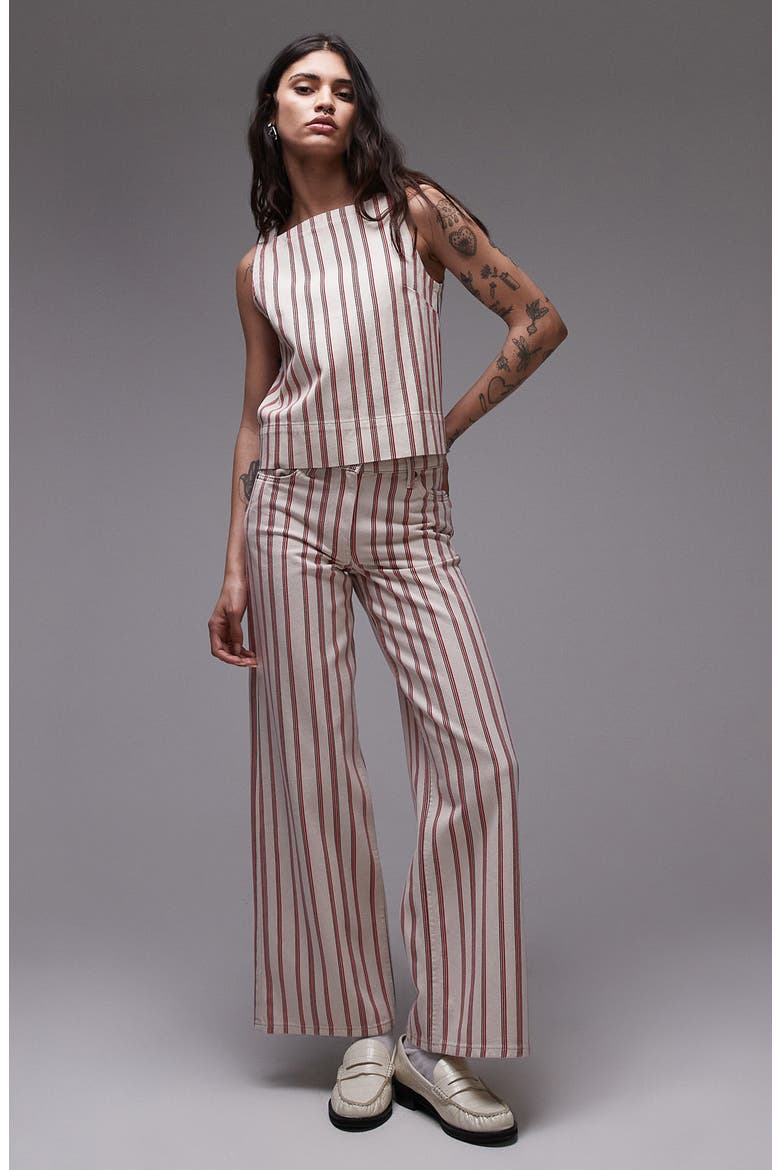 Stripe Mid Rise Wide Leg Jeans, Main, color, RED MULTI