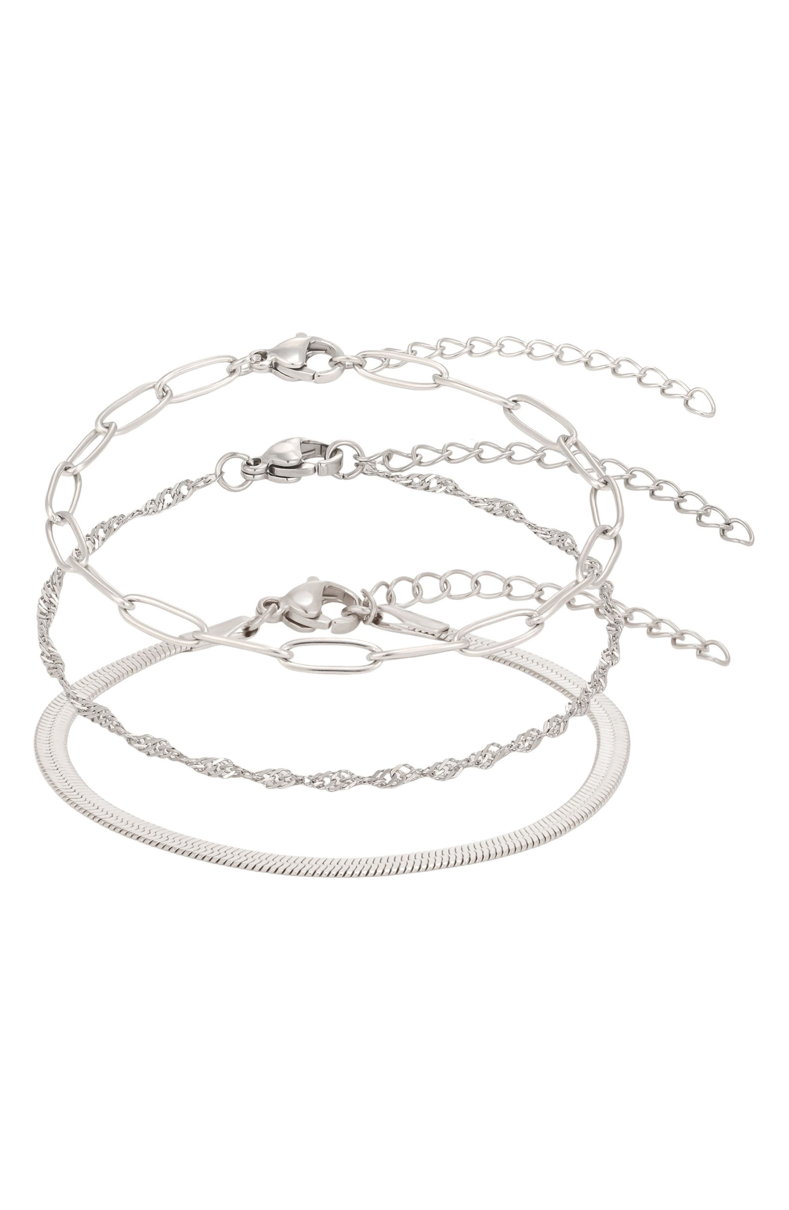 Set of 3 Tarnish Resistant Chain Bracelets
