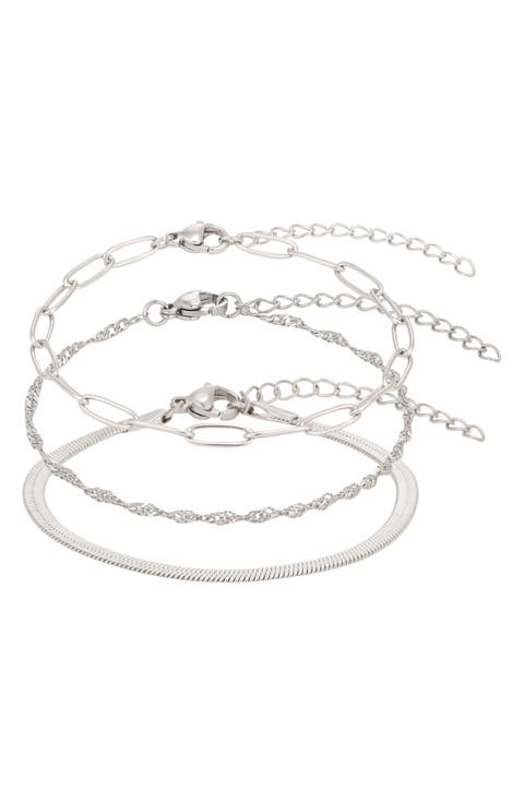 Set of 3 Tarnish Resistant Chain Bracelets