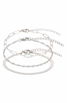 Set of 3 Tarnish Resistant Chain Bracelets