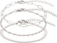 Adornia Set of 3 Tarnish Resistant Chain Bracelets