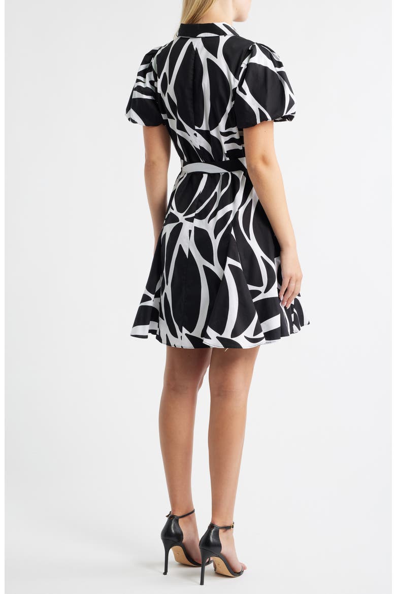 Abstract Print Short Sleeve Cotton Shirtdress, Alternate, color, RICH BLACK