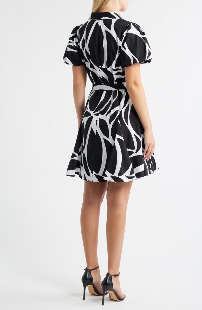 Halogen<sup>®</sup> Abstract Print Short Sleeve Cotton Shirtdress, Alternate, color, Rich Black