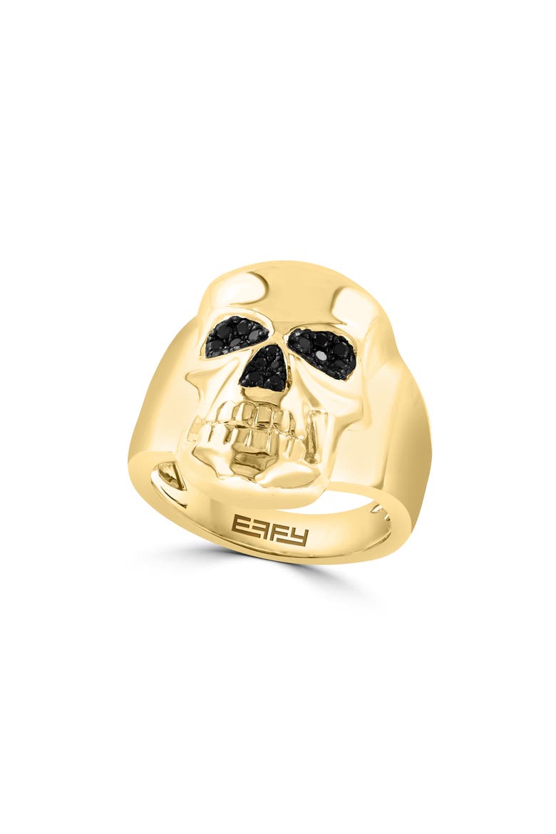 Men's Black Spinel Skull Ring, Main, color, BLACK