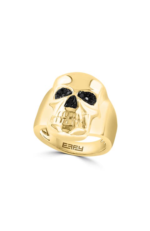 Men's Black Spinel Skull Ring