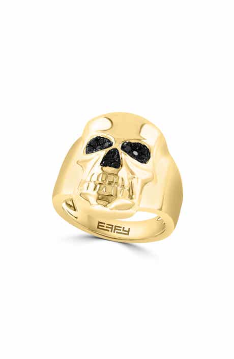 EFFY Men's Black Spinel Skull Ring