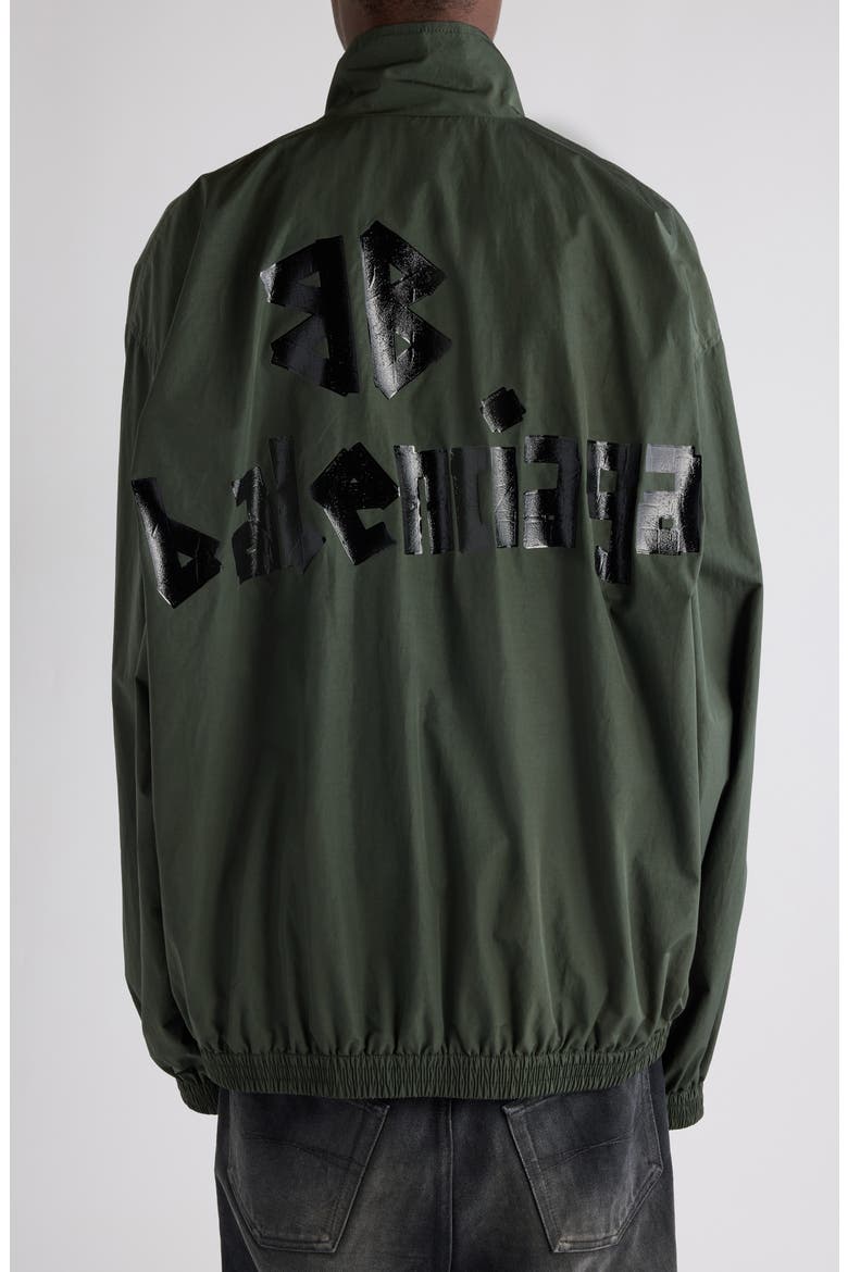 Tape Logo Oversize Tracksuit Jacket, Alternate, color, KHAKI