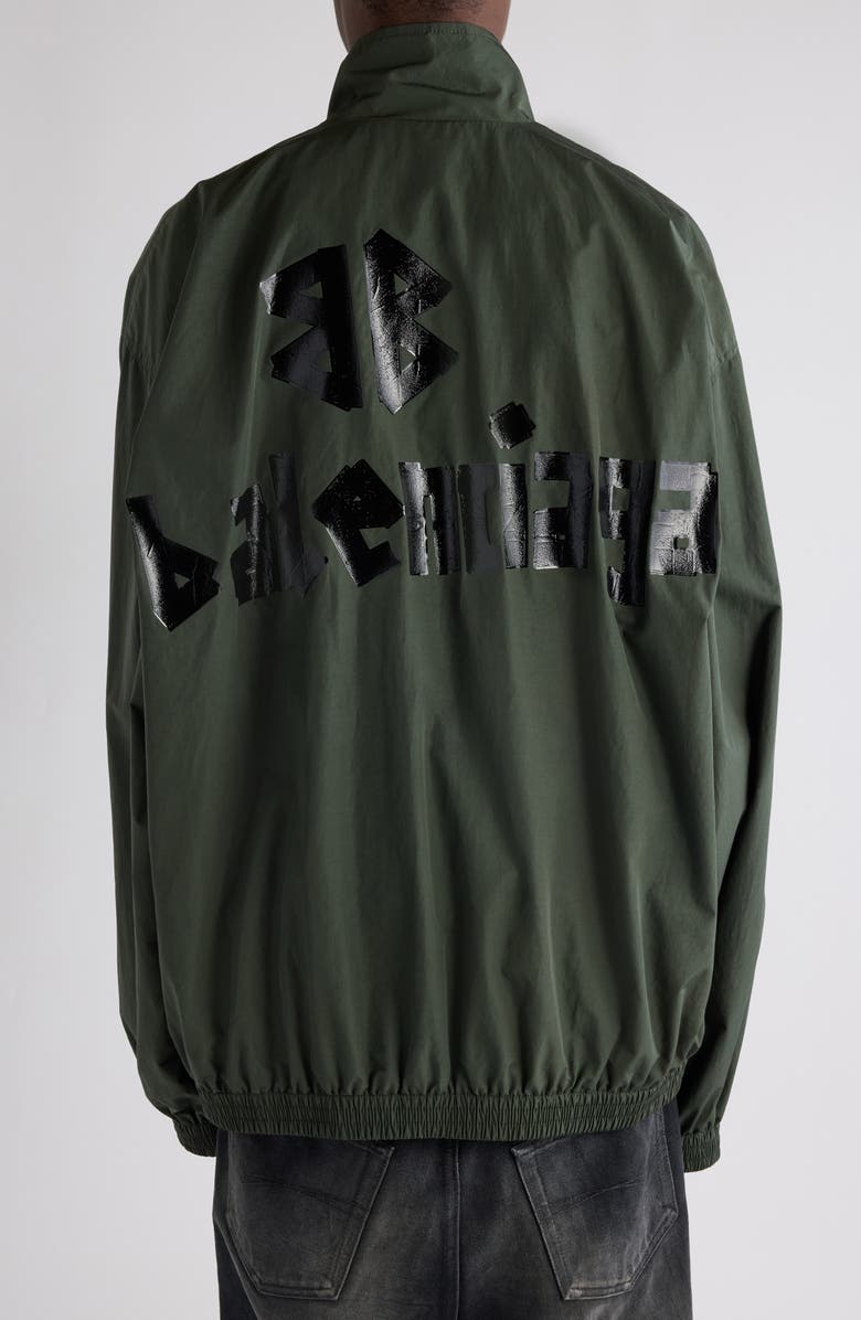 Balenciaga Tape Logo Oversize Tracksuit Jacket, Alternate, color, Khaki