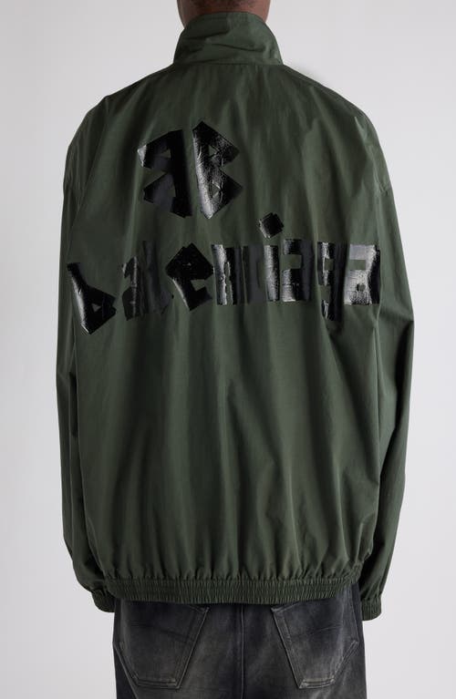 Balenciaga Tape Logo Oversize Tracksuit Jacket In Khaki