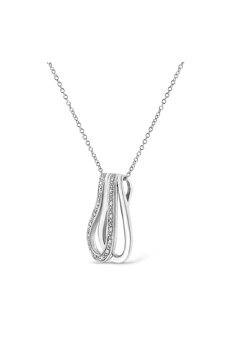 Haus of Brilliance .925 Sterling Silver Pave-Set Diamond Accent Double Curve Pendant Necklace, Alternate, color, White