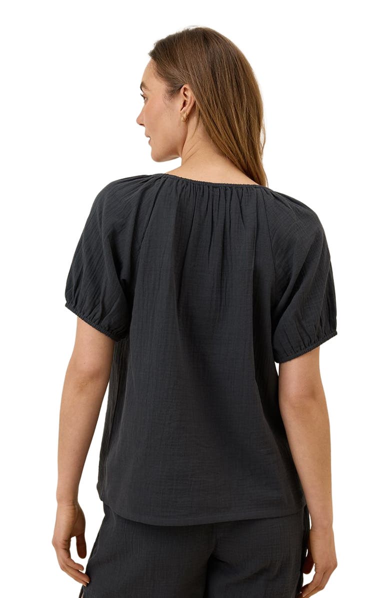 Pact Organic Cotton Coastal Double Gauze Boho Popover, Alternate, color, Black