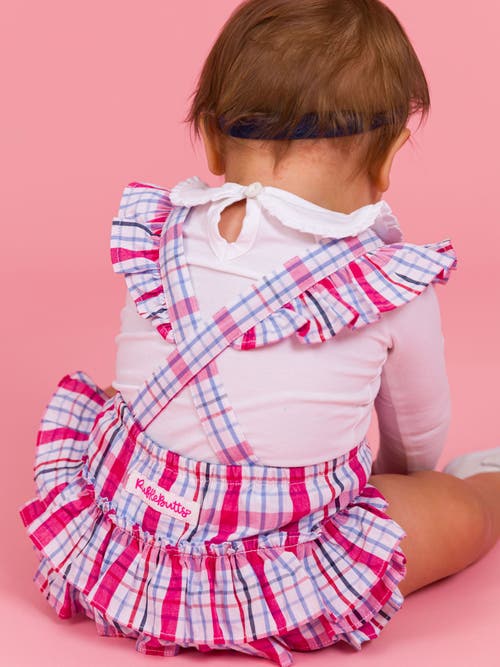 Rufflebutts Flutter Overall Romper In Pink
