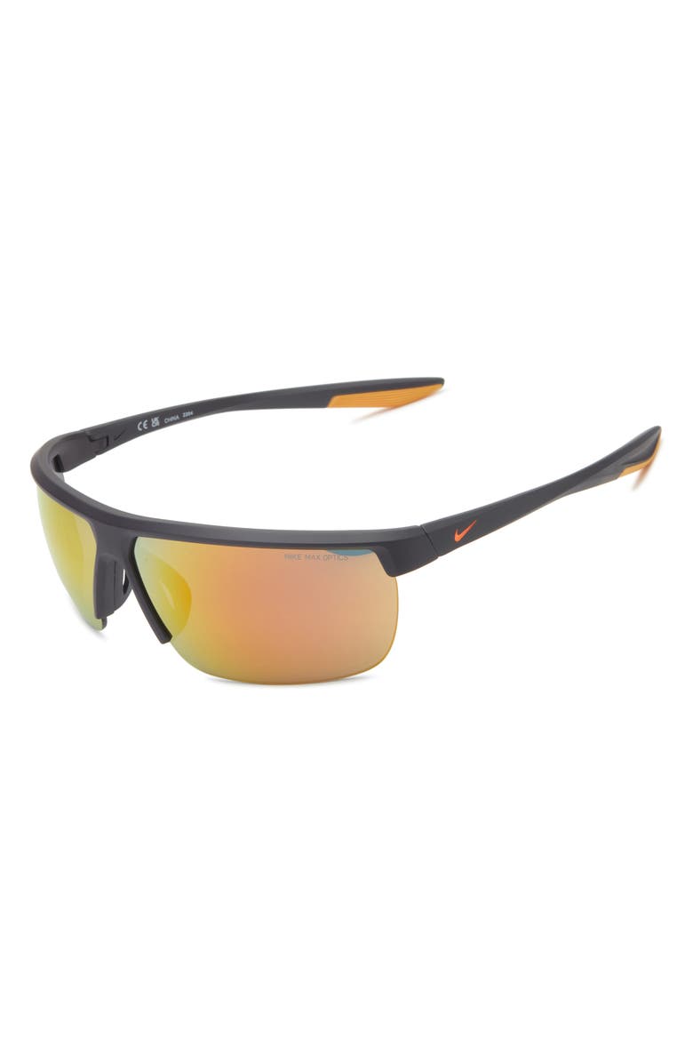 Nike 71mm Nike Tempest Performance Sunglasses, Alternate, color, Matte Gridiron/Orange Mirro