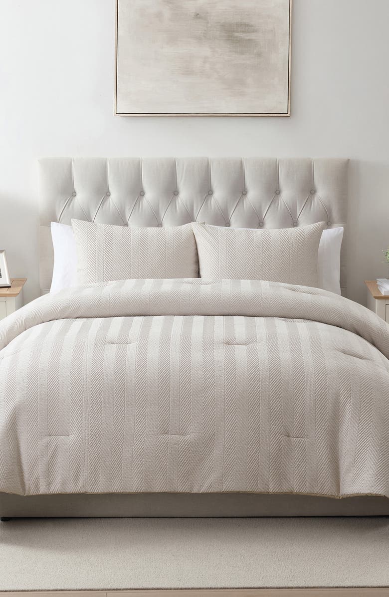 VCNY HOME Herringbone Microfiber Reversible Comforter & Sham Set, Alternate, color, Taupe