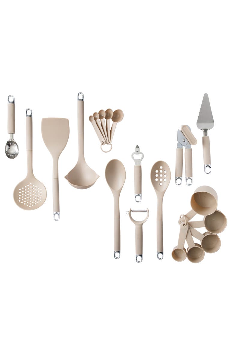Nylon Kitchen Gadget & Tool Set with Spatulas and Ladle, Alternate, color, Taupe