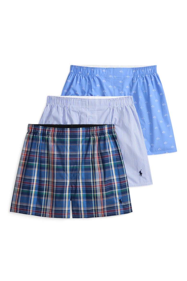 Classic Fit Assorted 3-Pack Cotton Boxers, Main, color, CEDAR PLAID