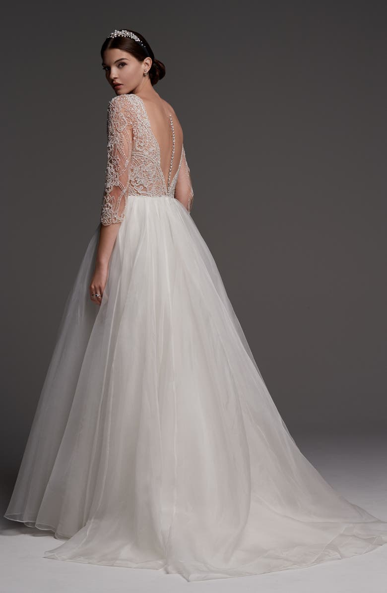 Watters Lucretia Beaded Tulle & Organza Ballgown Wedding Dress, Alternate, color, 