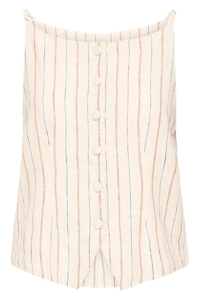 Sleeveless Linen Blend Top, Alternate, color, BROWN STRIPE