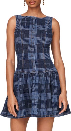 Plaid Drop Waist Sleeveless Minidress
