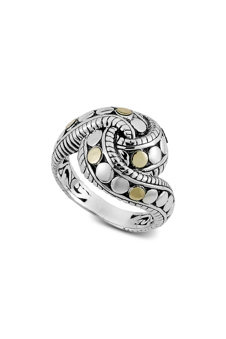 18K Yellow Gold & Sterling Silver Knot Ring, Main, color, SILVER/ GOLD