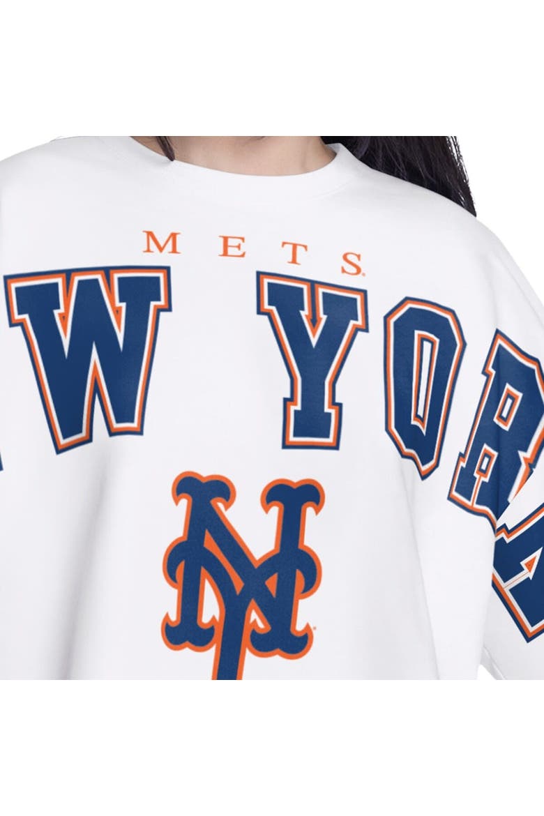 Women's G-III 4Her by Carl Banks White New York Mets Bleachers Cropped Pullover Sweatshirt, Alternate, color, White