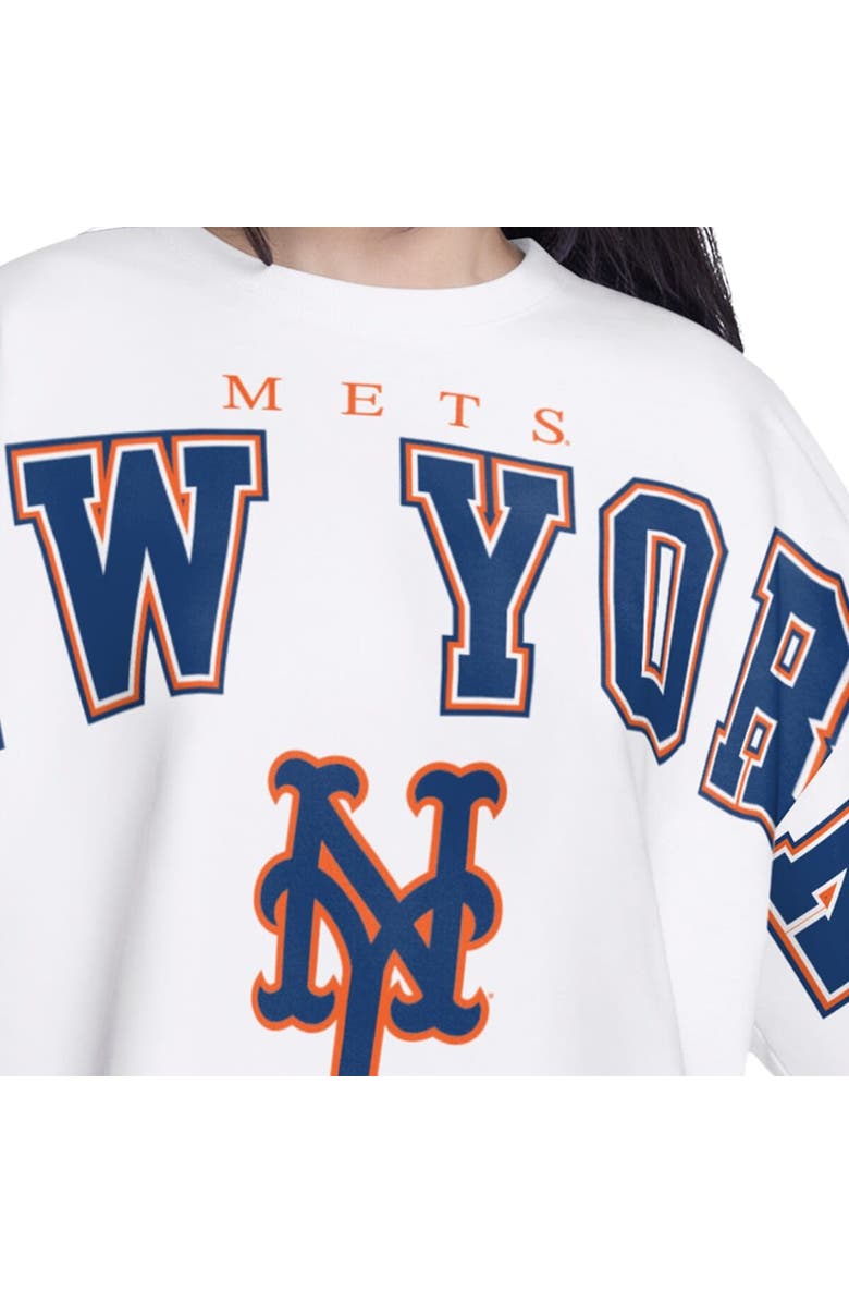 G-III 4HER BY CARL BANKS Women's G-III 4Her by Carl Banks White New York Mets Bleachers Cropped Pullover Sweatshirt, Alternate, color, White
