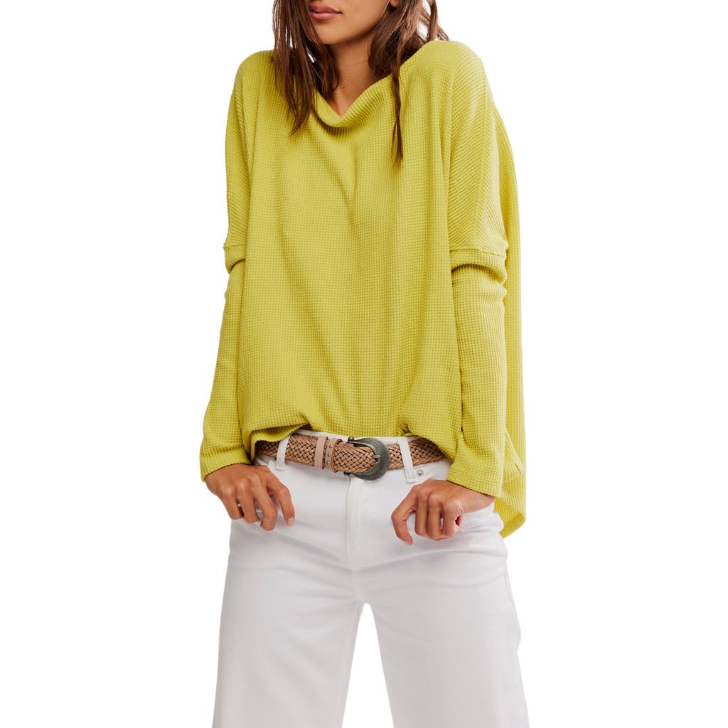 Free People Latte Blue Oversize Thermal Top In Green