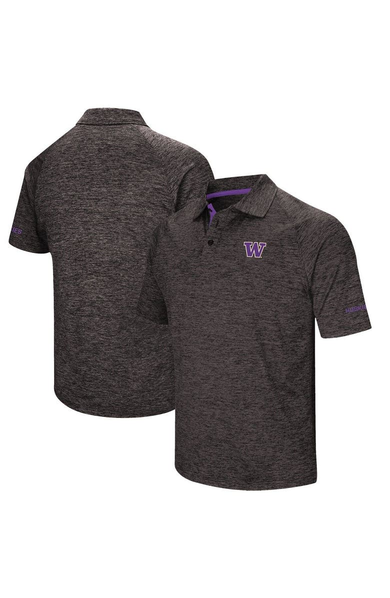 COLOSSEUM Men's Colosseum Black Washington Huskies Down Swing Polo, Alternate, color, Heather Black
