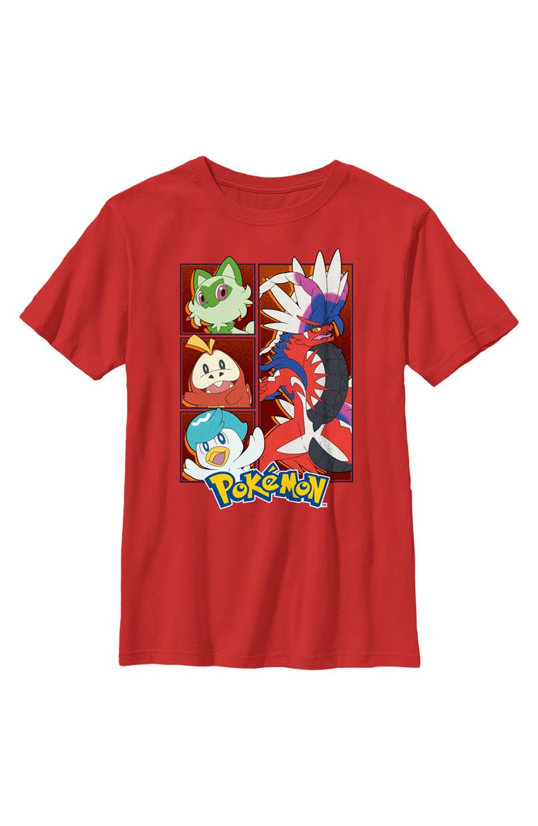 POKEMON Boy's Pokemon Koraidon Group  Graphic T-Shirt, Main, color, Red