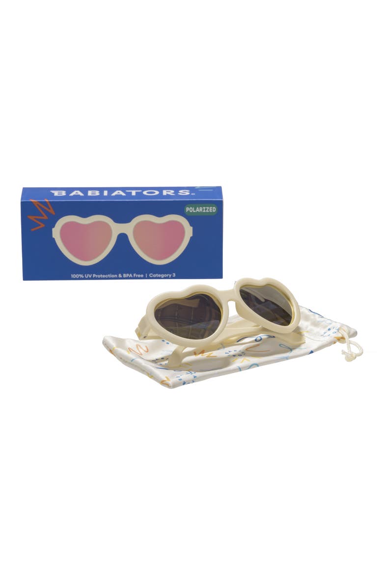 Kids' Polarized Heart Shaped Sunglasses, Alternate, color, SWEET CREAM