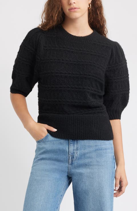 Puff Sleeve Cable Knit Sweater