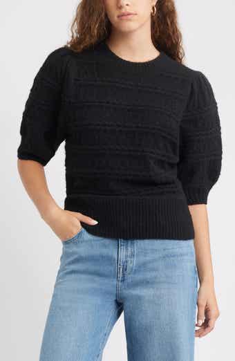Treasure & Bond Puff Sleeve Cable Knit Sweater