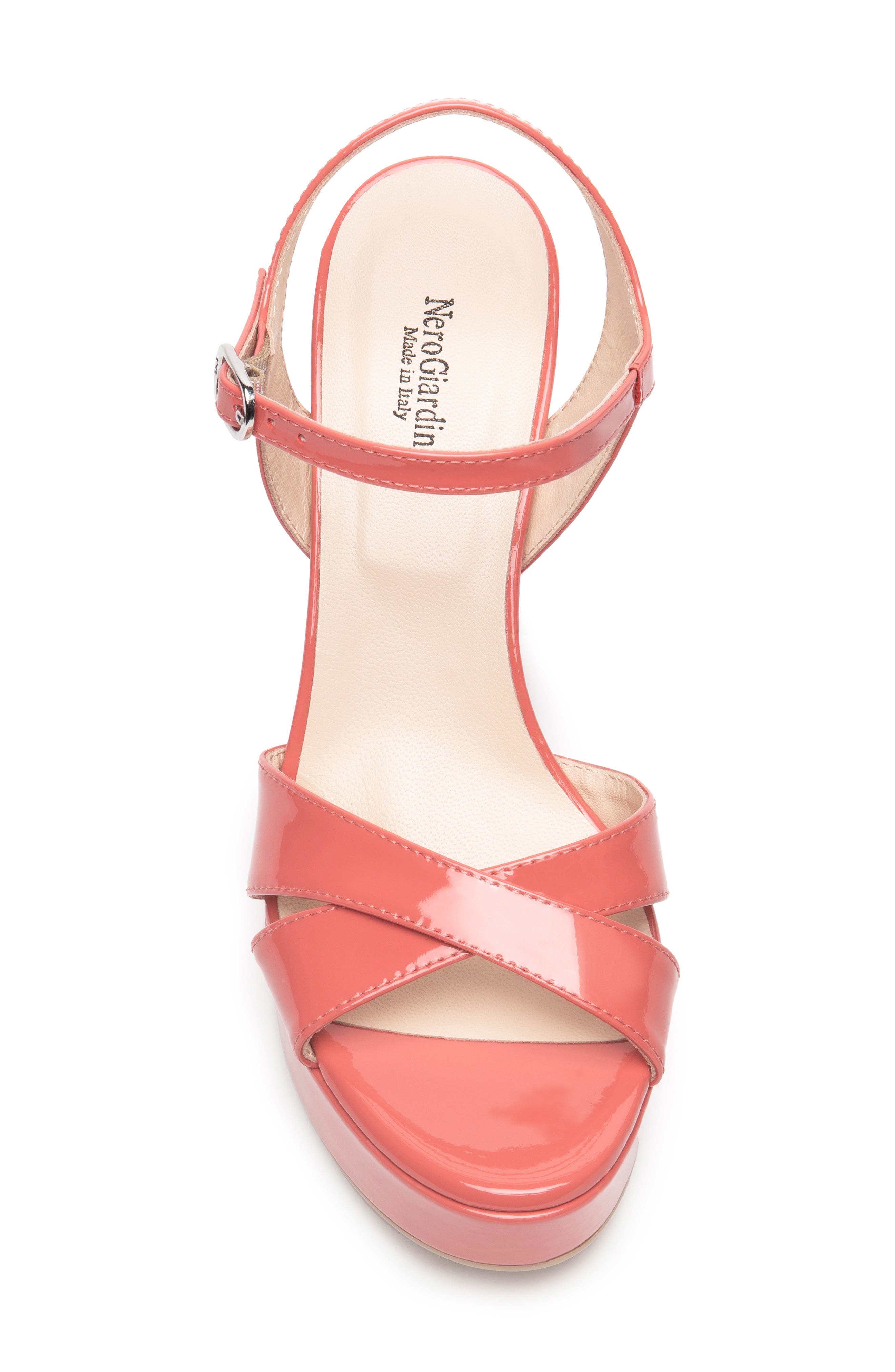 NeroGiardini Ankle Strap Platform Sandal, Alternate, color, Poppy