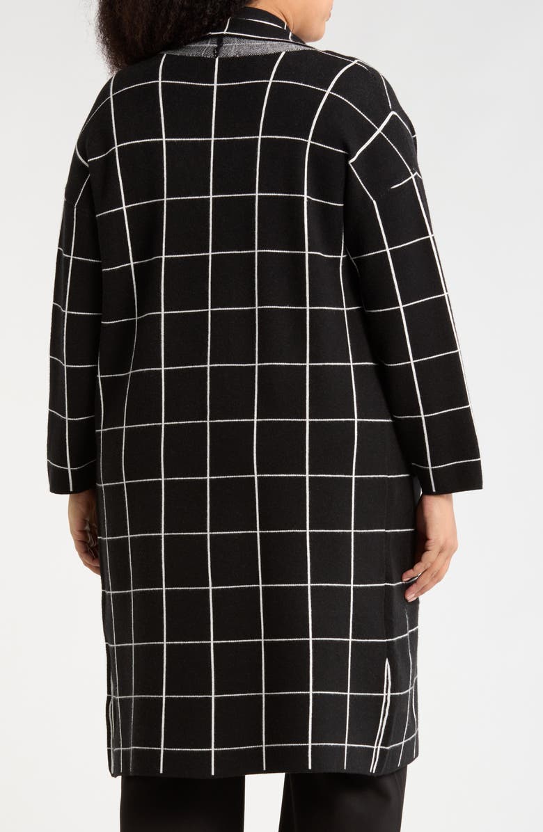 BY DESIGN Alicia Longline Cardigan, Alternate, color, Black/ White Windowpane