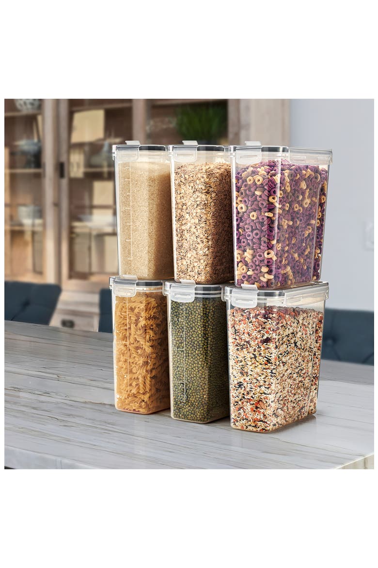 6-Pack Airtight Cereal Storage Containers, Alternate, color, CLEAR