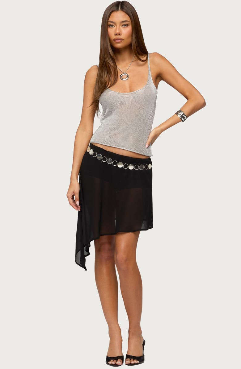 EDIKTED Irenah Asymmetric Sheer Chiffon Skirt, Alternate, color, 