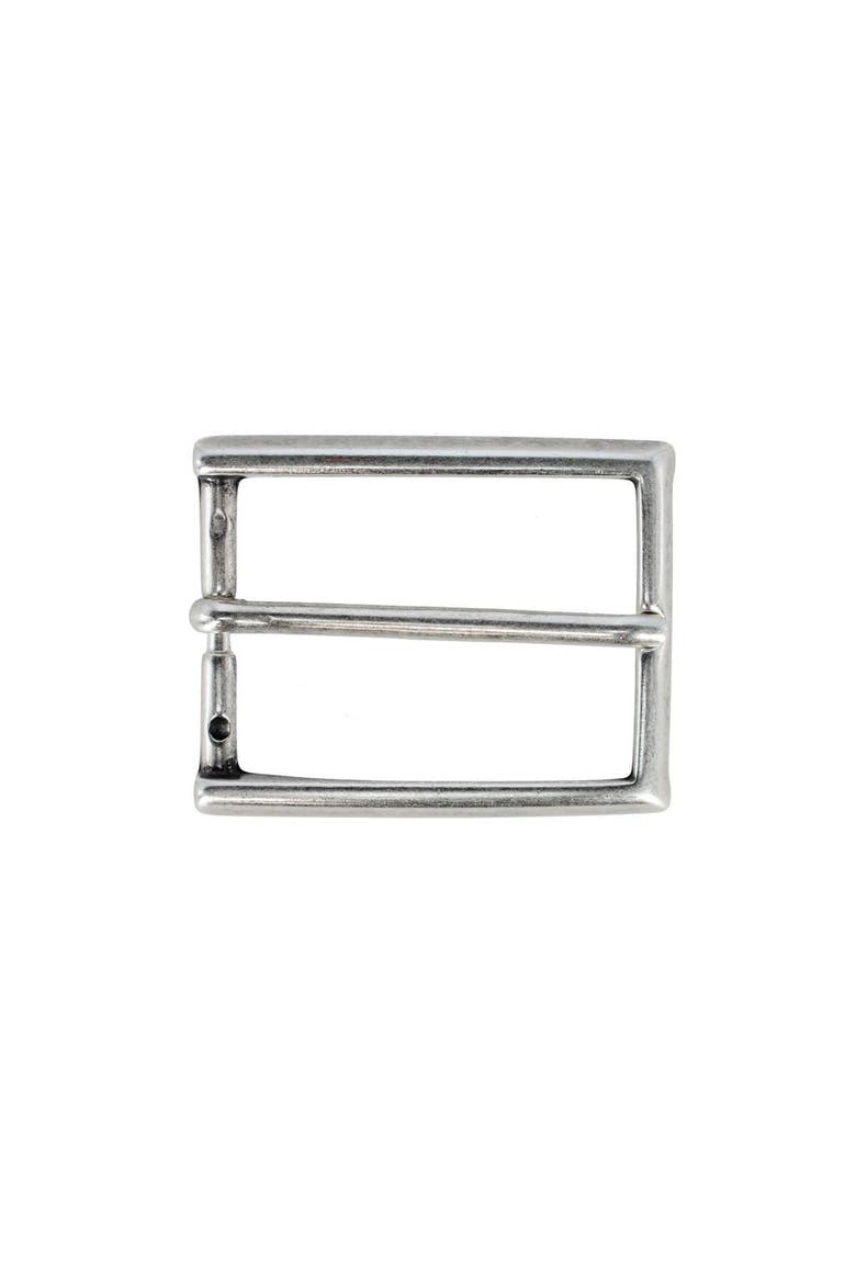 35mm Italian Simply Classic Rectangular Solid Brass Harness Belt Buckle, Main, color, English Silver