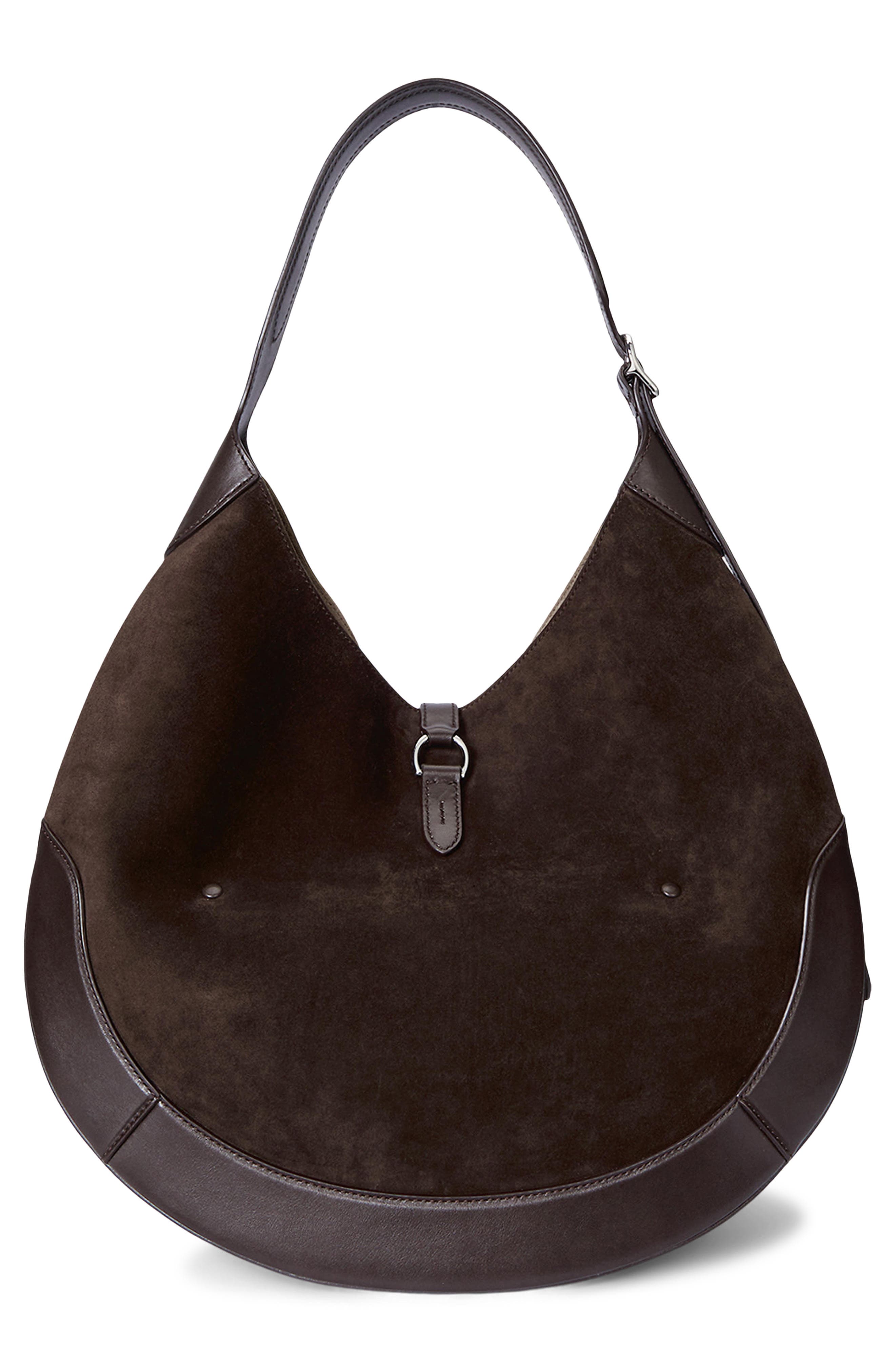 Polo ID Suede Shoulder Bag, Alternate, color, CHCLTE/ TBC