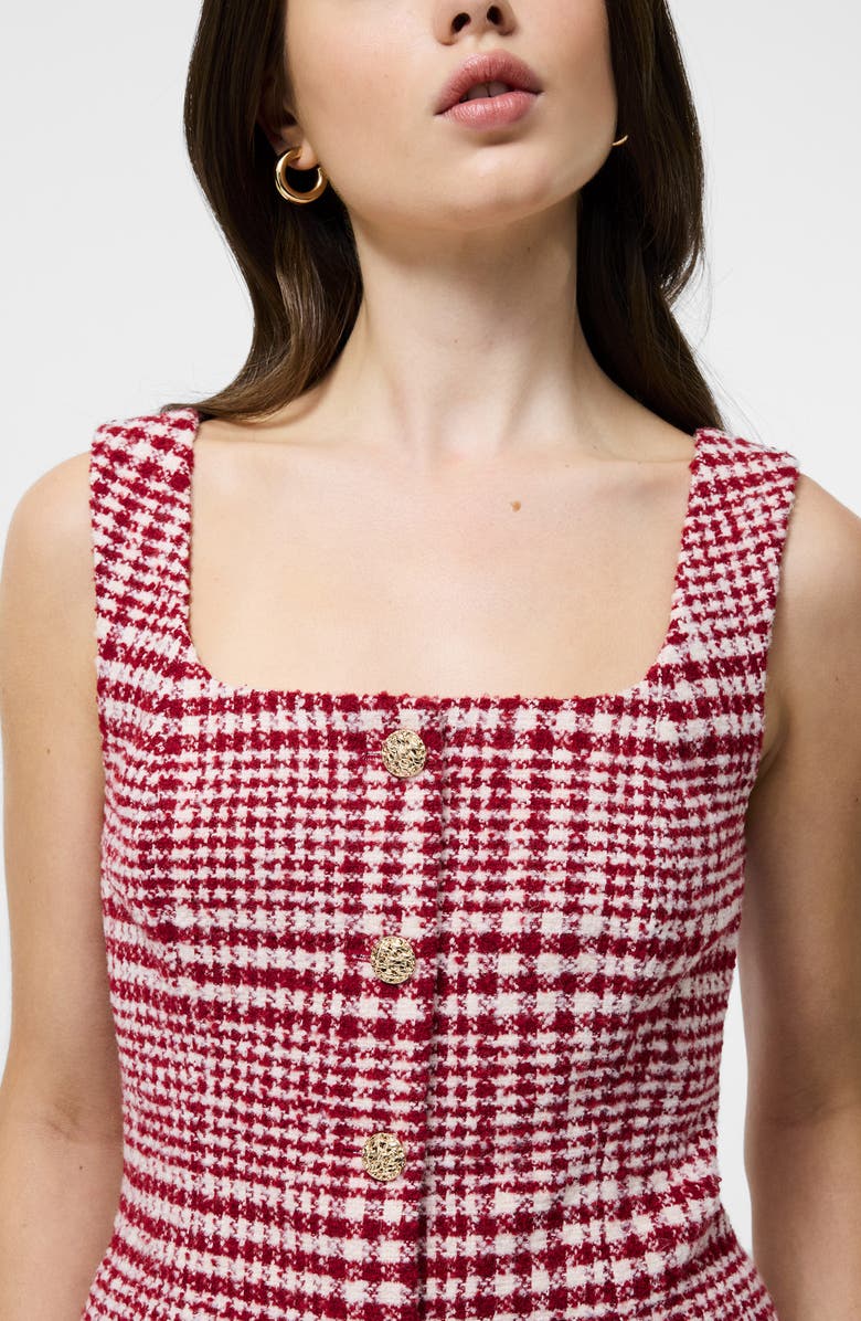 French Connection Houndstooth Check Button-Up Vest, Alternate, color, Scarlet Multi