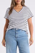Caslon® Short Sleeve Cotton & Modal V-Neck Pocket T-Shirt