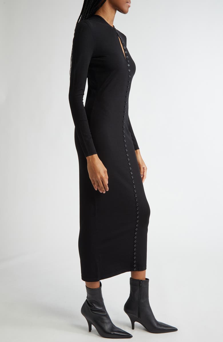 Alexander Wang Long Sleeve Knit Button-Up Body-Con Dress, Alternate, color,