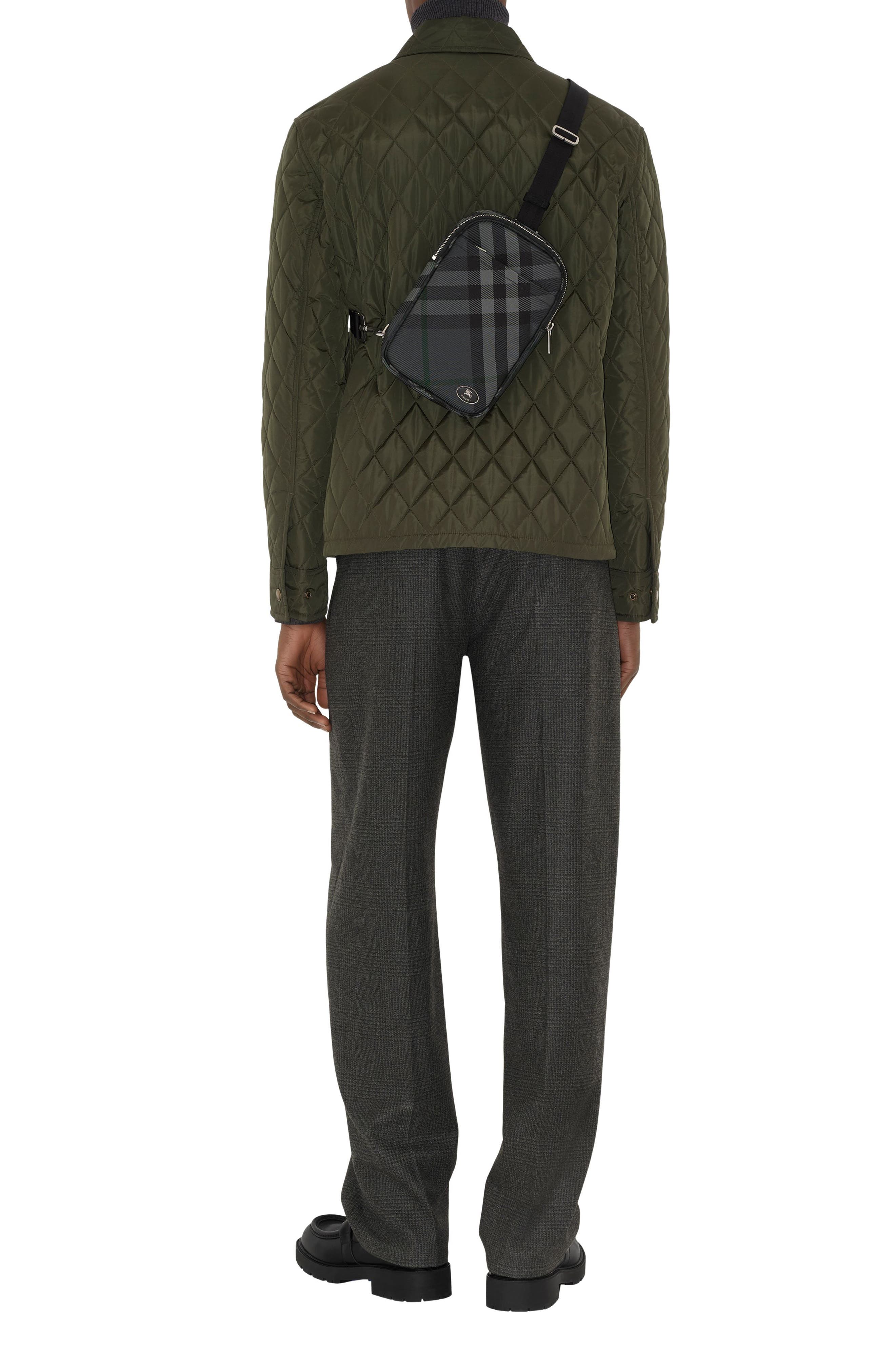 Burberry Grid Check Woven Sling Bag, Alternate, color, Charcoal