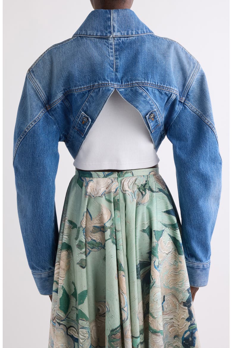 Crop Open Back Denim Jacket, Alternate, color, MEDIUM BLUE