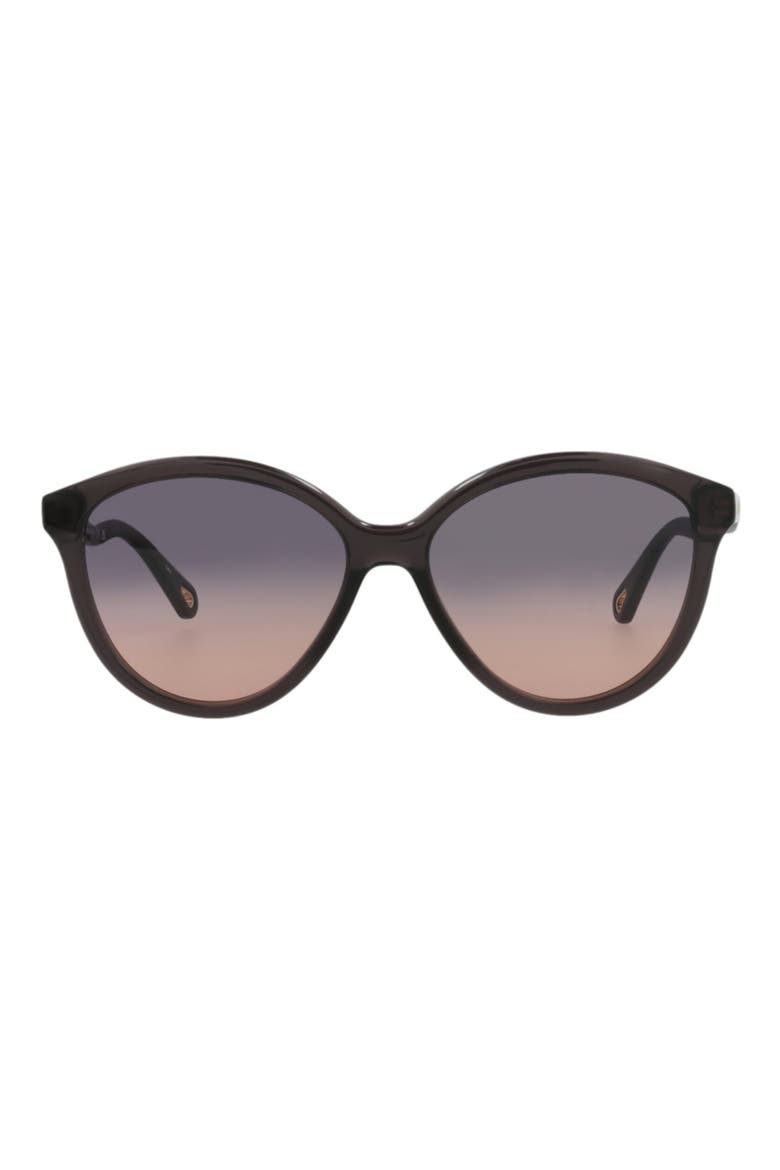57mm Round Sunglasses, Main, color, DARK GREY/ BLUE