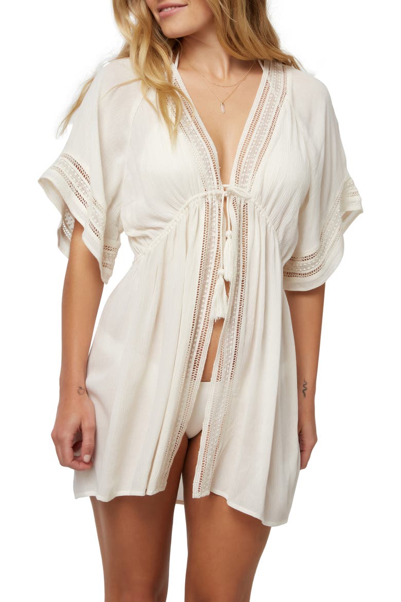 Wilder Lace Trim Cover-Up Dress, Main, color, VANILLA