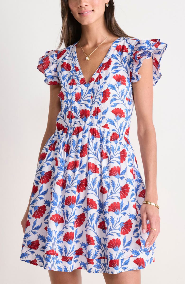 vineyard vines Nora Floral Pintuck Detail Cotton Voile Minidress, Alternate, color, Harper Floral